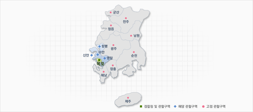 광주지방검찰청 목포지청 관할구역 안내도