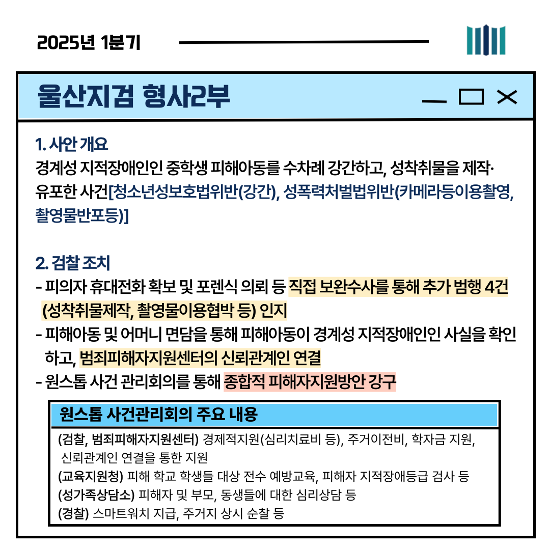 대검찰청 2025년 1분기 인권보호 우수사례 5번째