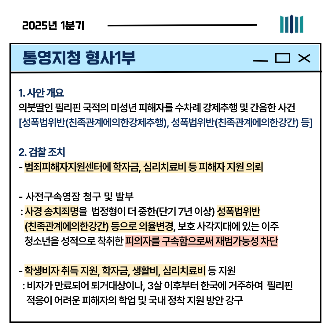 대검찰청 2025년 1분기 인권보호 우수사례 4번째